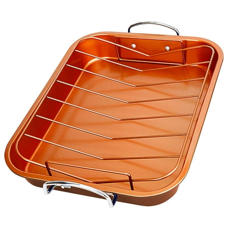 Copper Non-Stick Turkey & Chicken Roasting Pan by Home (The Best Turkey Brine For Roasting)