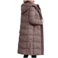 thumbnail image 5 of TFEOQRY Women's Padded Coats Parkas Long Sleeved Woolen Cotton Jacket with Pocket Zipper Medium Length Hooded Jacket Coat Pink, 5 of 6