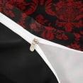 thumbnail image 4 of meiyoeat Gothic Damask Pattern Duvet Cover Queen,Vintage Boho Floral Queen Bedding, Red Black,Black Reversible,3 Pieces(No Comforter), 4 of 6