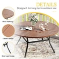 thumbnail image 5 of Vicllax Outdoor Patio Dining Table Dia.60" Slatted Tabletop Metal Frame with Umbrella Hole, Walnut, 5 of 7