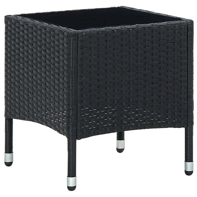Mesa de patio VidaXL de poliratán negro con tablero de cristal
