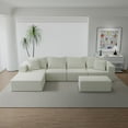 thumbnail image 4 of Modular Sectional Sofa Light Beige 4-Seat with Ottoman and Oversized Chaise | Cloud-inspired comfort, stain-resistant velvet, pet friendly—perfect for modern living rooms, 4 of 7