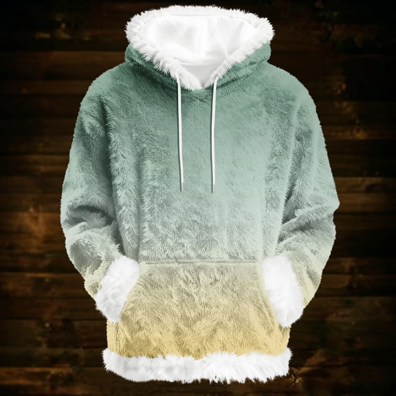 Hoodies For Women Oversized Winter Plush Cute Gradient Print Flannel Hooded Sweatshirt Trendy Fall Winter Clothes Cozy Pullover,Mint Green,S