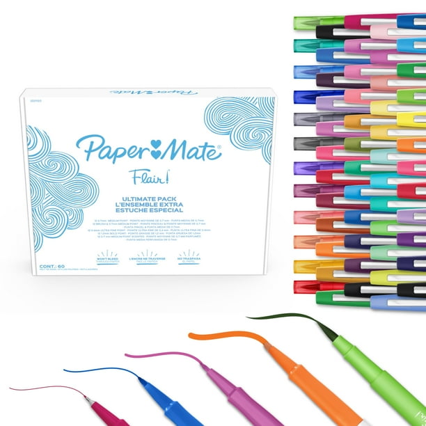 Paquete definitivo de bolígrafos con punta de fieltro Paper Mate Flair, 60 colores