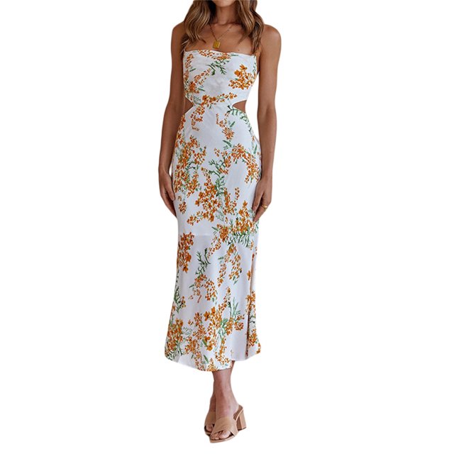 Txlixc Mujer Sexy Ahueca Hacia Fuera Maxi Vestido Spaghetti Straps Lace Up Bodycon Elegante Noche Fiesta Club Wear Midi Vestido Txlixc Casual