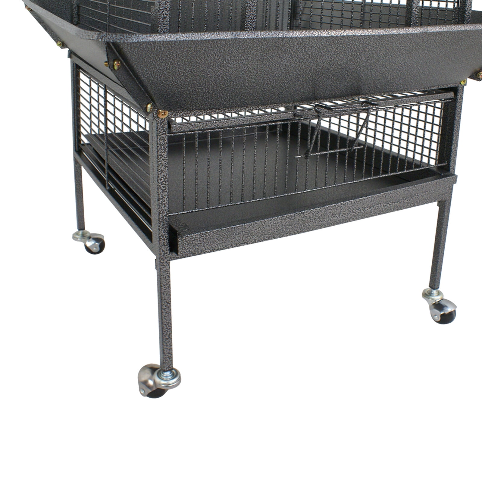 HomGarden 61-in 2in1 Large Bird Cage Play Top W/Rolling Stand for Parrot Bird Black Iron Frame