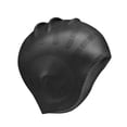 thumbnail image 4 of Gorro de natación de silicona, gorro de natación elástico, fácil de usar y quitar, mantiene el cabello seco, protección del cabello para mujeres, Negro, 4 of 8