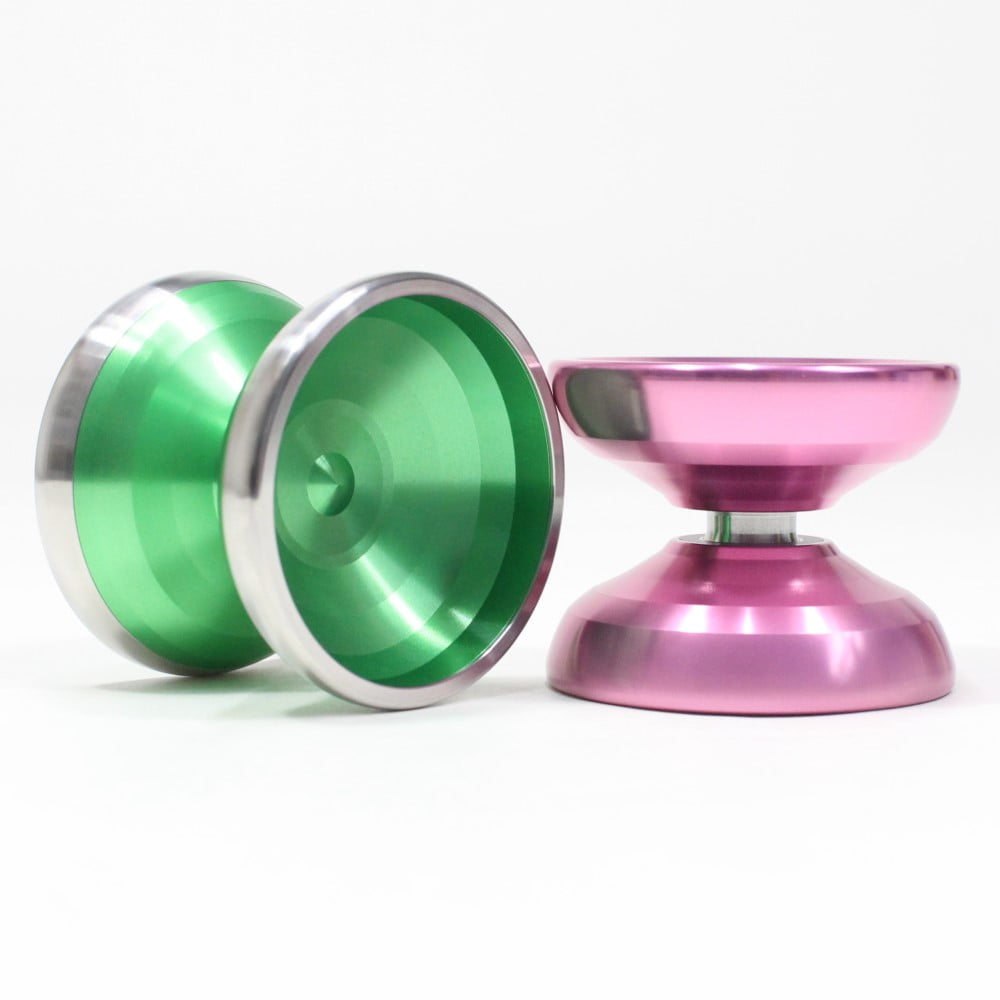 Unparalleled Ion and Anion Yo-Yo - Monometal and Bimetal YoYo Set (Ion Green (Polish) Anion Pink (Polish))