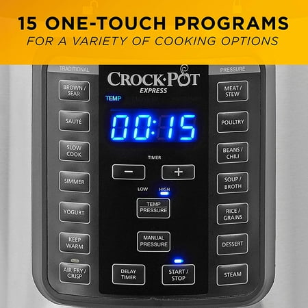 Crock-Pot - 8-Qt. Express Crock Programmable Slow Cooker and Pressure Cooker with Air Fryer Lid - Stainless Steel