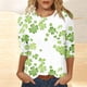 thumbnail image 4 of Xuyuer St Patricks Day Shirt Women Irish Shamrock 3/4 Sleeve Tshirts St Paddys Day Tee Tops Funny Green Shamrock Printed Graphic Saint Patrick's Basic Tee Tops, 4 of 7