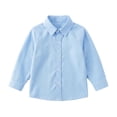 thumbnail image 5 of JUMEYU Button Up Shirt Boys Boys Long Sleeve Dress Shirts Kids Button Down Formal Uniform Solid Color School Dress Tops Size 11-12 (Blue,11-12 Years), 5 of 5