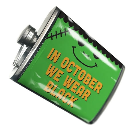 

NEONBLOND Flask In October We Wear Black Halloween Frankenstein