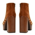 thumbnail image 3 of XYD Women Clog Platform Studded Ankle Boots Block Heels Round Toe Side Zip Booties Night-out Party Shoes Size 9.5 Brown, 3 of 4