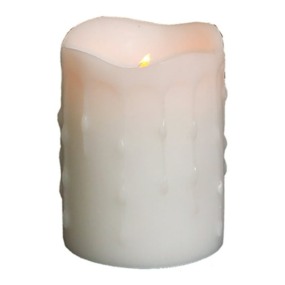 MELROSE INTERNATIONAL LED Wax Dripping Pillar Candle (Set of 4) 3"Dx4"H