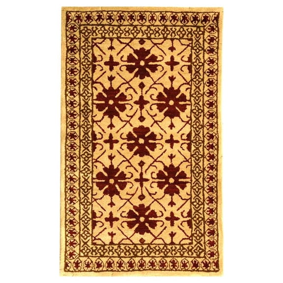 Dark Red & Beige Hand Tufted Wool Rug (9 ft. 6 in. x 13 ft. 6 in.)