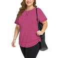 thumbnail image 5 of WellSize Womens Plus size Tops Curved Hem Summer Short Sleeve Shirts Loose Casual Tunic Tee, 5 of 8
