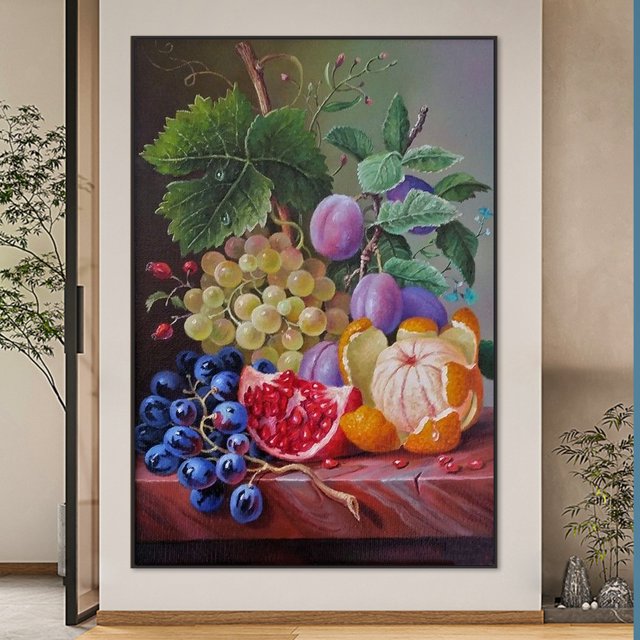 Cuadros Decorativos Pintura de diamante 5D DIY Kit de frutas de taladro redondo completo Decoración del hogar Artesanía Wdftyju embutido en tela