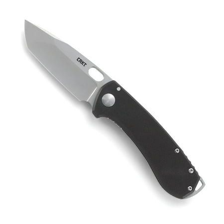 CRKT Amicus Compact 5441 Folding Knife with Modified Tanto Satin Finish 8Cr13MoV Stianless Steel Plain Edge Blade and Black G10 Handle