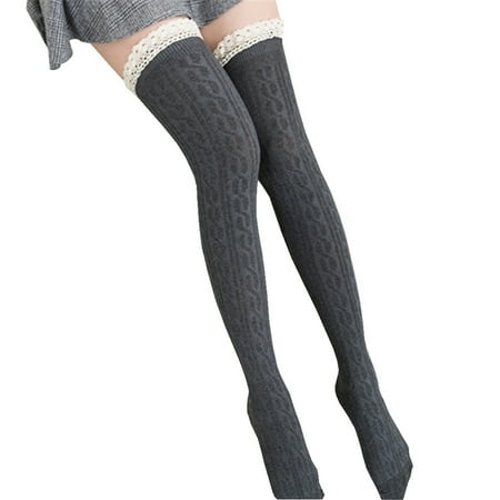 

KSCYKKKD Socks Women Over The Knee Long Socks Lace Thigh High Stocking Socks GY