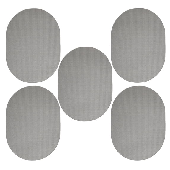 Furnish My Place Abstract Contemporary Geometrical View Square Pattern Modern Plush Two Tone High Low Pattern Rug, Home Decor Mat, Made in USA - Framed Grey, 2' x 3' Oval - Set of 5