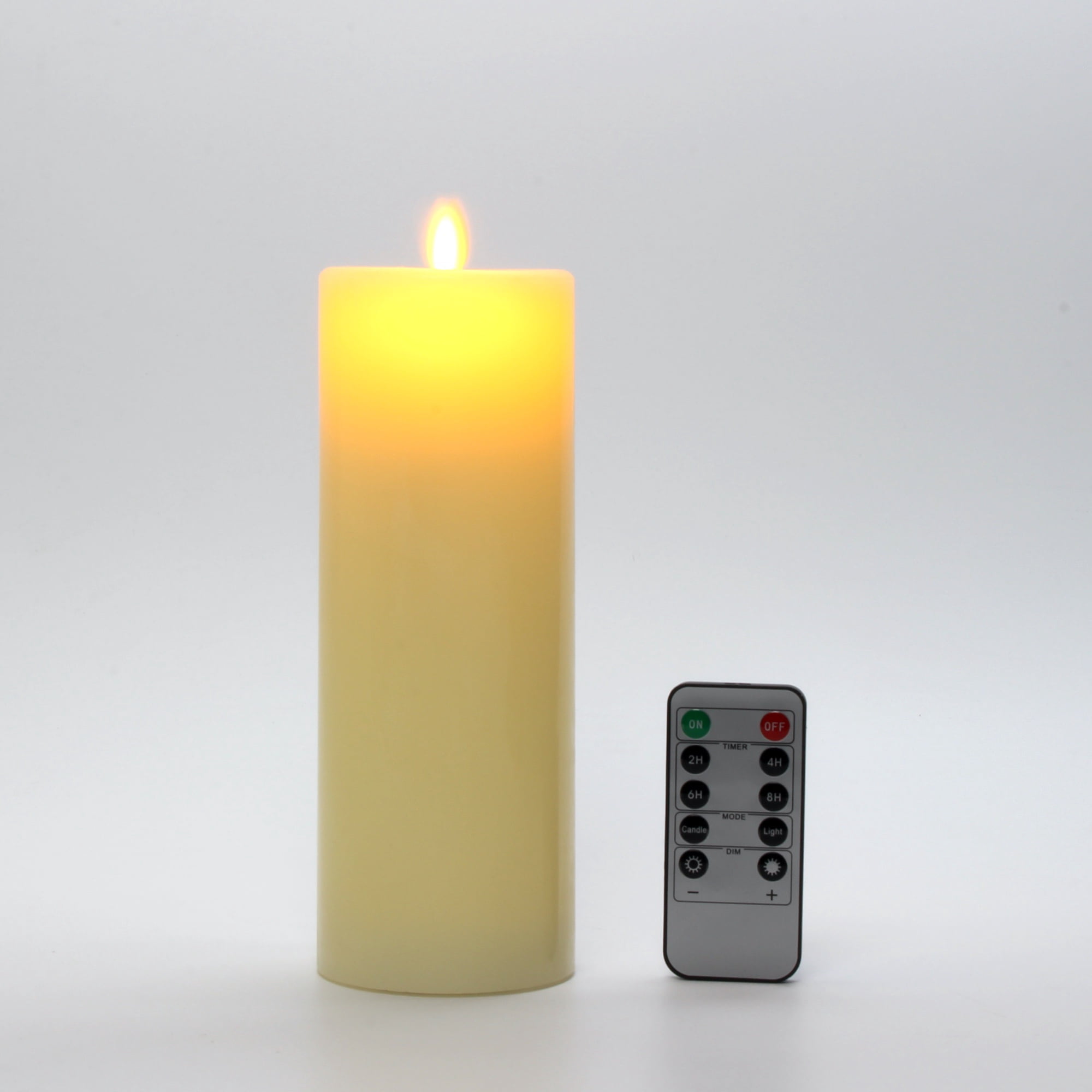 Flameless Candles with Flat Top, Diameter 7.5cm, 3" Diameter,Real Wax Not Plastic Pillars, Include Realistic Dancing LED Flames and 10-Key Remote Control with 2/4/6/8-hours Timer Function