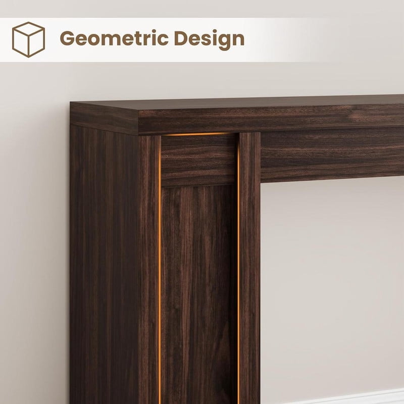 Console Table with 2 Drawers and Shelves, 70-Inch Extra Long Sofa Table for Living Room, Farmhouse Entryway Table with Storage, Narrow Hallway Accent Furniture, Cherry Wood Finish