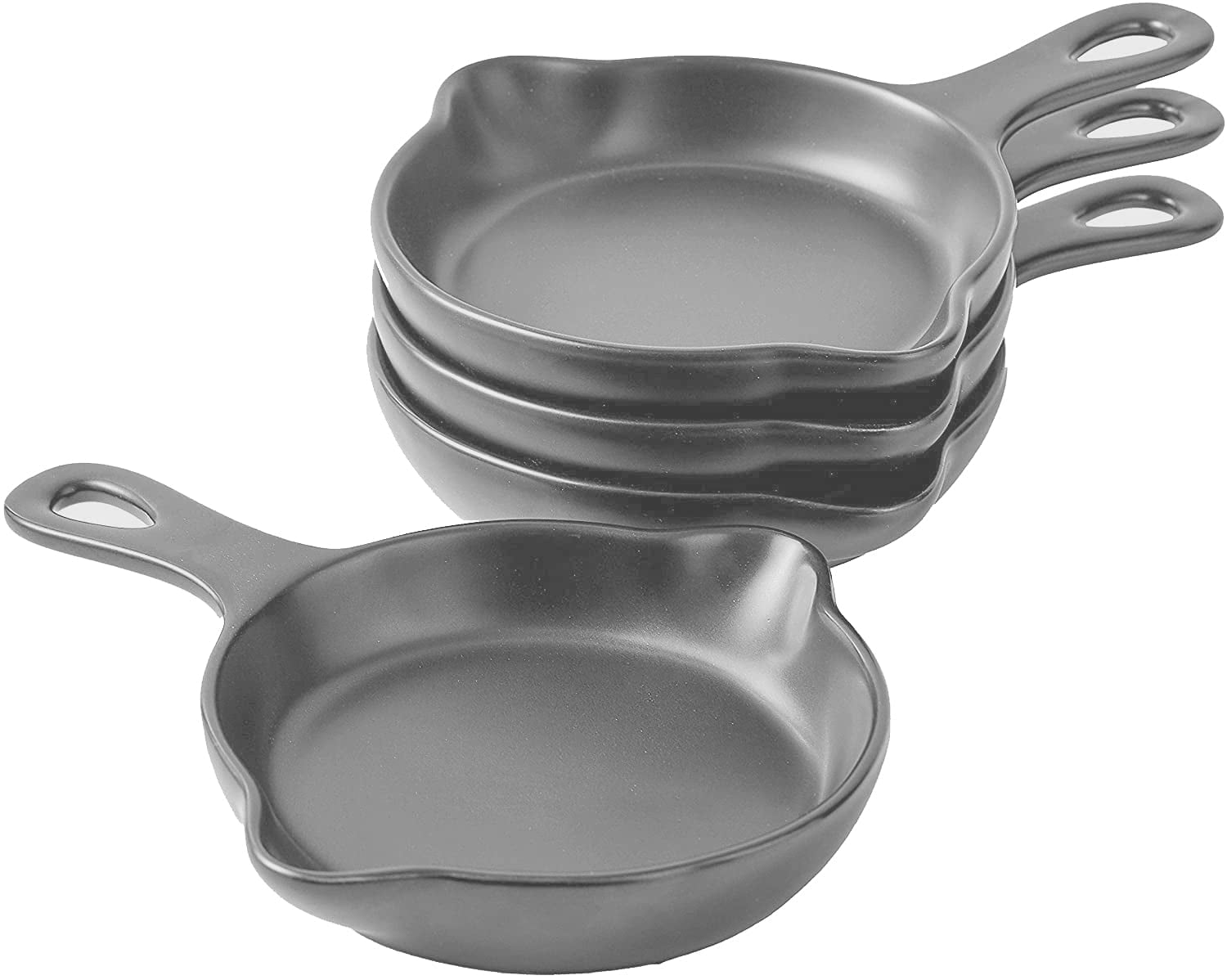 Bruntmor 5" Matte Ceramic Skillet Look Serving Dessert Appetizer Plates