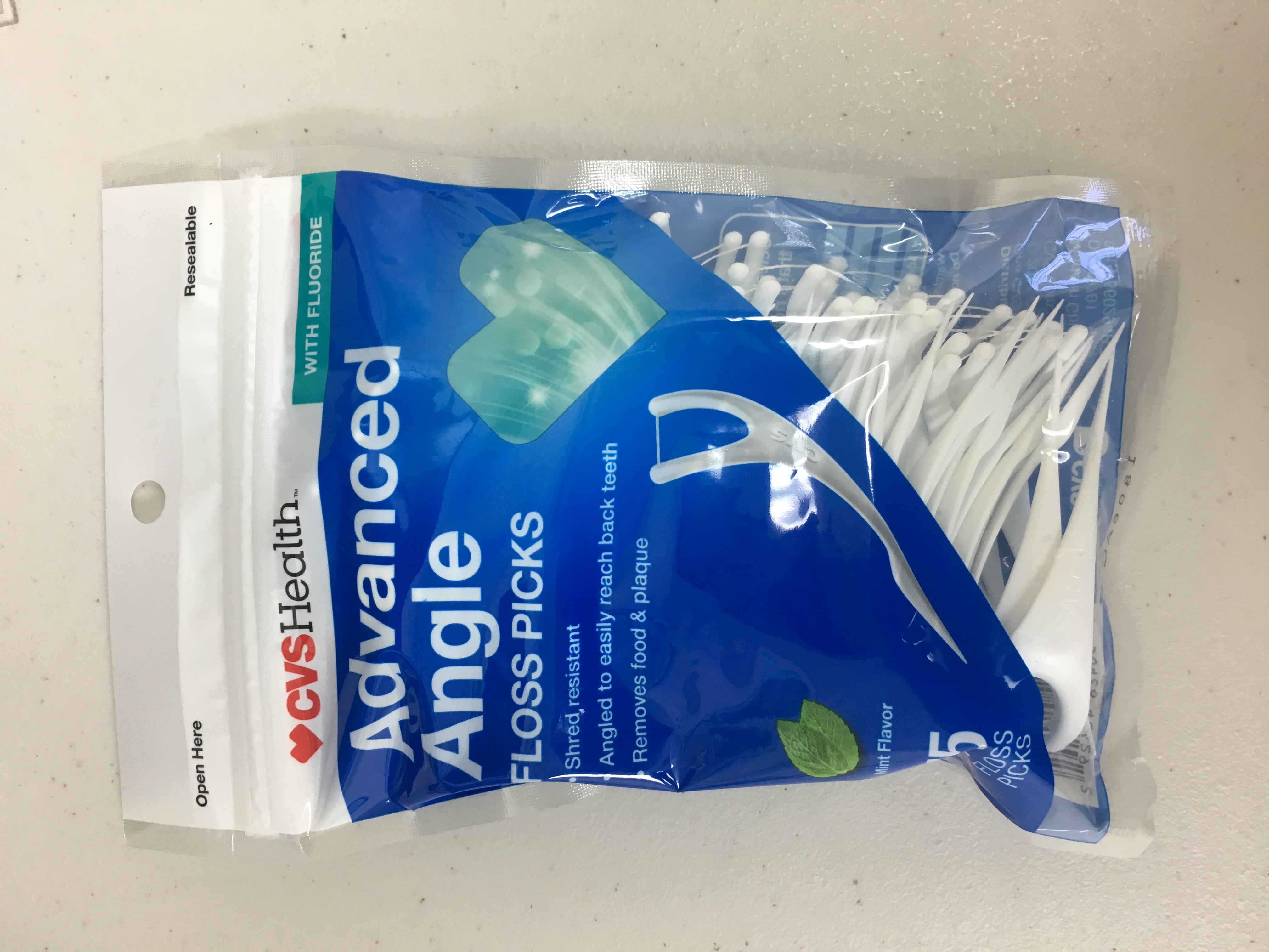 Cvs Health Advanced Angle Floss Picks Mint Flavor 6 Packets Of 75