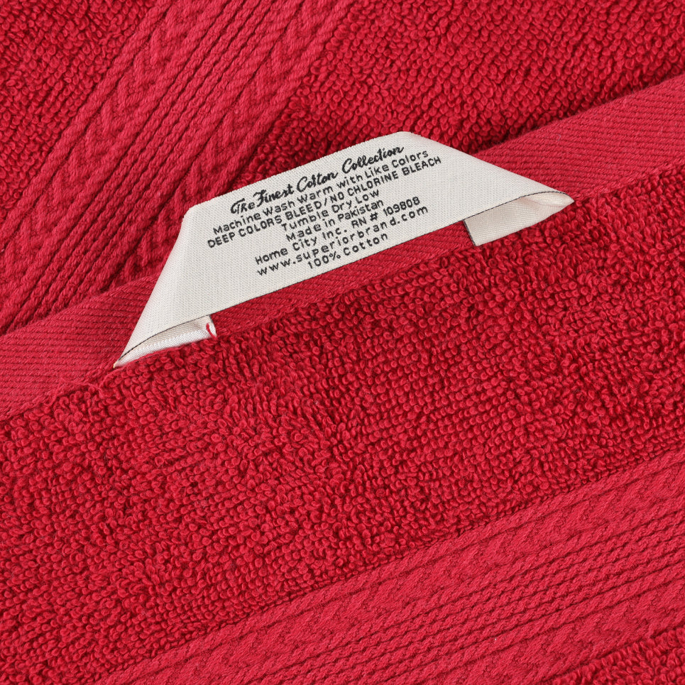 Superior Eco-Friendly Cotton Solid 12-Piece Cranberry Towel Set