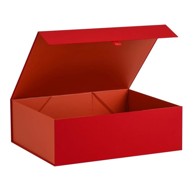 Caja de regalo PLINJOY extra grande roja de 42 x 36 x 14 cm con tapa magnética