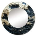 thumbnail image 2 of Designart "Abstract Azure And Snow Sea Tempest" Beach Blue Large Round Mirror - Round Office Mirror Wall Decor - Coastal Round Printed Mirror - 23" x 23", 2 of 6
