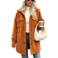 thumbnail image 2 of Corduroy Jacket for Women Oversized Long Sleeve Button Down Jacket Casual Work Travel Fall Winter Coat, M, 2 of 8