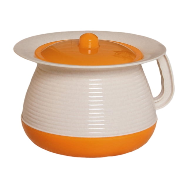Escupidera portátil con tapa y asa, inodoro de cabecera, cubo, urinario práctico Naranja