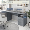 thumbnail image 4 of Techni Mobili Classic Computer Desk with Drawers, Gray, 4 of 12