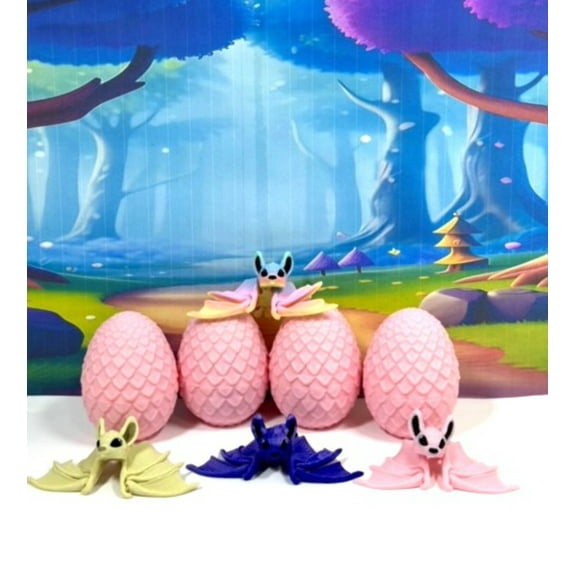 4pcs Articulated Poseable Cinderbat for Halloween Decor, 3D Printed Bat, Colorful Fidget Trick or Treat Mini Bats