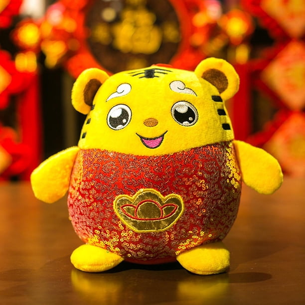Adorable tigre de juguete de peluche Naievear con expresión de dibujos animados