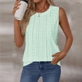 thumbnail image 4 of Wang6 Womens Plus Size Tank Tops Causal Sleeveless Pleated T Shirts Summer Solid Loose Fit Hollow Tops Light Green XXL, 4 of 5