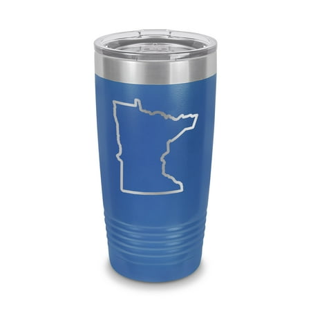 

Minnesota Outline Tumbler 20 oz - Laser Engraved w/ Clear Lid - Stainless Steel - Vacuum Insulated - Double Walled - Travel Mug - mn - Blue
