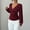 Red, variant on Women's Long-Sleeve Solid Fleece Thermal Top, Half High Collar Undershirt