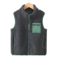 thumbnail image 2 of Lenpel Girls Boys' Fleece Vest Lightweight Zip up Solid Color Fuzzy Warm Waistcoat Plush Sleeveless Jackets 4-14 Y, 2 of 3