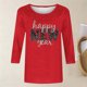 thumbnail image 4 of TaTaai 3/4 Sleeve Round Neck Printed Top, Women's Loose Casual Blouse, Versatile Cool Design, Suitable for Home Daily Casual Outfits Gift, 4 of 5