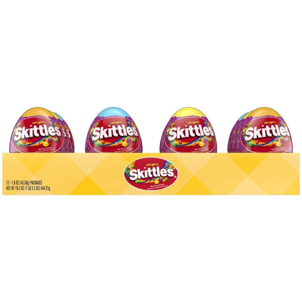 Skittles Original Easter Basket Gummy Candy, 1.6 Ounce Easter Egg - 12 Count Display Tray