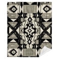 thumbnail image 6 of Gypsy Geometric Print Flannel Blanket - Ultra-Soft & Lightweight, Cozy All Seasons Throw for Naps, Lounging, Travel - Black Beige Gray Bohemian Style, 6 of 6