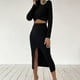 thumbnail image 4 of Vestido de punto para mujer, conjunto de dos piezas, top de cuello alto y falda de punto, falda lápiz, conjunto de 2 piezas ajustado elástico, vestido de suéter, vestido de otoño, vestido, 4 of 5