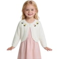 thumbnail image 2 of akafmk Toddler Girls Cropped Cardigan Ruffle Bolero Shrug One-Button Scalloped Lightweight Sweater Cover-Up Fall Outfits, Size 1-2 Years, 2 of 7