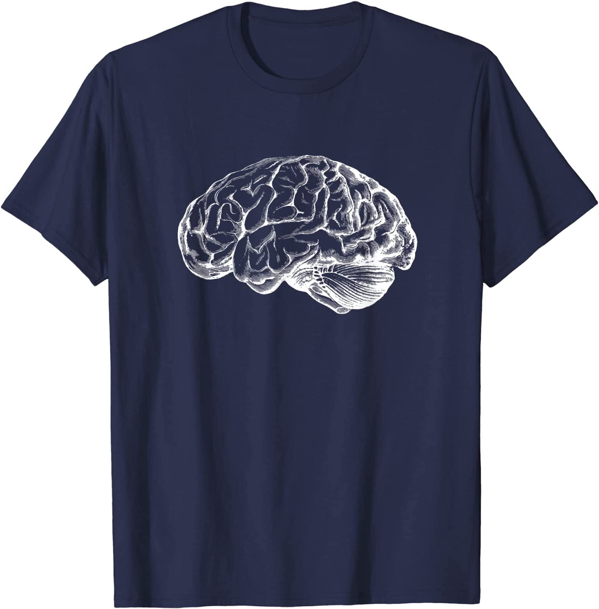 Human Brain Hand Drawn Cerebral Cortex Brainpower Men Women T-Shirt ...