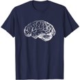 thumbnail image 1 of Human Brain Hand Drawn Cerebral Cortex Brainpower Men Women T-Shirt, 1 of 1