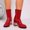 Red, variant on Womens Glossy Mid Calf Boots, Transparent Crystal Chunky Heel Side Zip Short Boots, Sleek Shiny Booties Red 8.5(41)