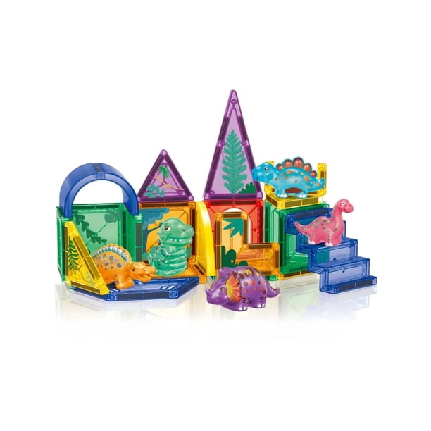 PINGÜE® Magnetic | Set de Bloques de Construcción Magnéticos 3D, 27 Piezas, Dinosaurios. STEM. Juguetes Niños y Niñas.