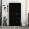 thumbnail image 2 of Atlin Designs Modern Wood Armoire with Two Cabinets in Black, 2 of 13